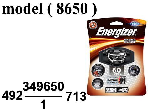 بطاريات NO) F - Energizer)  ( مو 8650 ) # كشاف رأس بالبطاريات أسود ( HD33A4 )