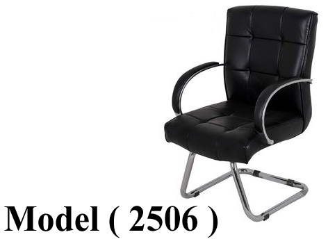 كراسى مكتبية C (مو 2506) كرسى انتظار جلد اسود شاسية نيكل كروم GL304