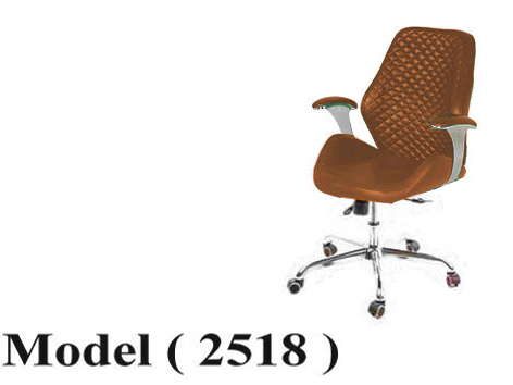 كراسى مكتبية C (مو 2517) كرسى وسط  جلد يد تنجيد نجمة نيكل (GL - 305 M) بنى