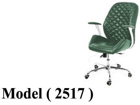 كراسى مكتبية C (مو 2517) كرسى وسط  جلد يد تنجيد نجمة نيكل (GL - 305 M) زيتونى