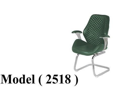 كراسى مكتبية C (مو 2518) كرسى انتظار جلد يد تنجيد شاسية نيكل (GL-305 C) زيتونى