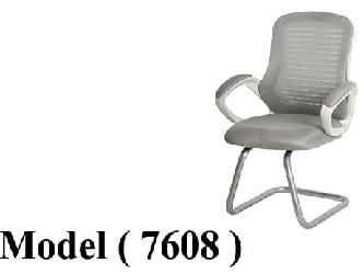 كراسى مكتبية C ( مو 7608 ) كرسى انتظار شبك رمادى ظهر  بلاستيك ابيض ( GL-133-2)