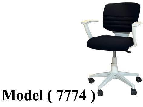 كراسى مكتبية C (مو 7774) كرسى رودى وسط باكم فريم ابيض قماش اسود