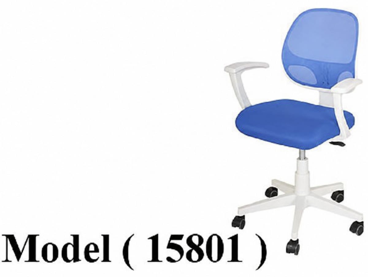 كراسى مكتبية C (مو 15801) كرسى وسط باكم سمارت فريم ابيض قاعدة ازرق ظهر شبك ازرق