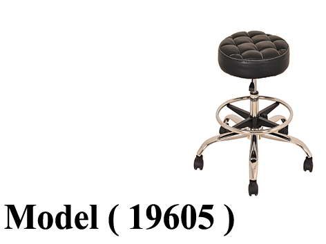 كراسى مكتبية C (مو 19605) # كرسى معمل متحرك قاعدة كابيتونيه جلد اسود نجمة نيكل ( M-551 )