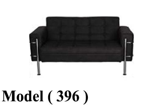 انتريهات مكتبية C (مو 397) كنبة 2 فرد جلد بنى دعامات نيكل (كود SS-100)