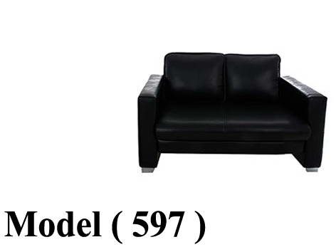 انتريهات مكتبية C (مو 597) كنبة 2 فرد جلد اسود (GL-502)