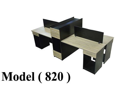 **ورك ستيشن C (مو 820) خلية خشبية رباعية شاملة الادراج (فضى 103) (W=280,D=120,H=75CM)