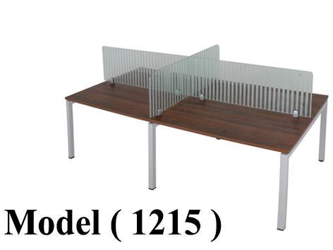 ورك ستيشن مكون C (مو 1215) خلية رباعية فواصل زجاج اسود (W=240,D=120,H=75CM)