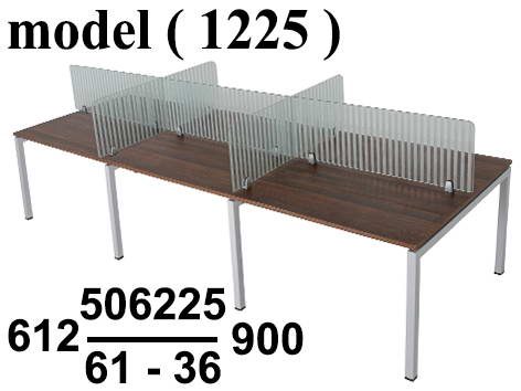 ورك ستيشن مكون C (مو 1225) خلية سداسية فواصل زجاج (جوز فاتح201) (W=360,C=120,H=75BM)