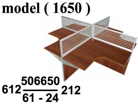 ** ورك ستيشن C (مو 1650) خلية عمل رباعية قطاع الومنيوم 3 سم (زجاج*خشب جوز فاتح 504) (W=240,D=240,H=120CM)