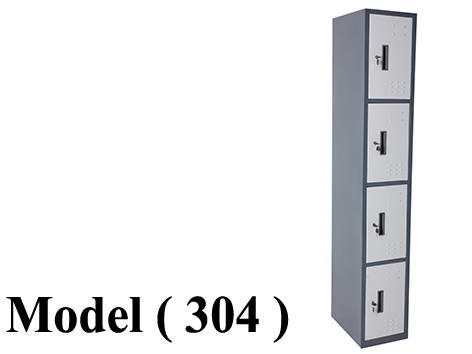 لوكرز C (مو 304) $لوكر 1 عمود * 4 فرد جسم رمادى ضلف فضى (W=30,D=45,H=180CM)