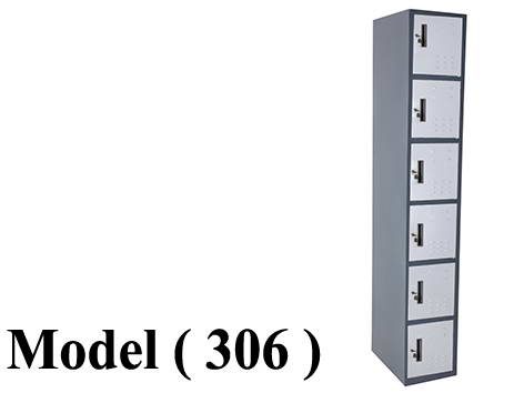 لوكرز C (مو 306) لوكر 1 عمود * 6 فرد جسم رمادى ضلف فضى (W=30,D=45,H=180CM)