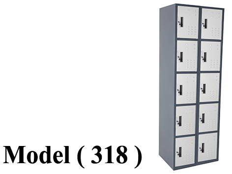 لوكرز C (مو 318) لوكر 2 عمود * 10 فرد جسم رمادى ضلف فضى (W=60,D=45,H=180CM)