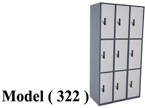 لوكرز C (مو 322) لوكر 3 عمود * 9 فرد جسم رمادى ضلف فضى (W=90,D=45,H=180CM)