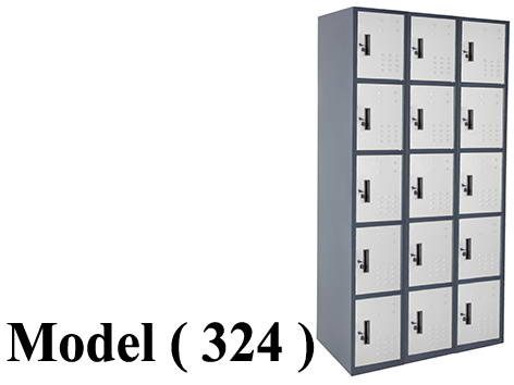 لوكرز C (مو 324) لوكر 3 عمود * 15 فرد جسم رمادى ضلف فضى (W=90,D=45,H=180CM)