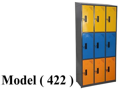لوكرز C (مو 422) لوكر 3 عمود * 9 فرد جسم رمادى ضلف الوان (W=90,D=45,H=195CM)