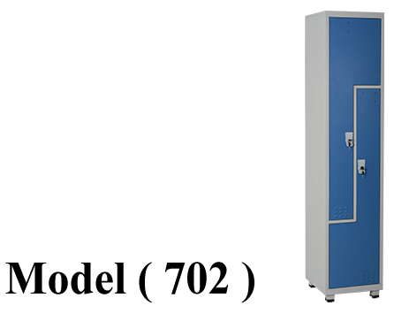 لوكرز C - ( مو 702 ) لوكر 1 عمود * 2 فرد ضلف حرف Z جسم رمادى ضلف ازرق (W=40,D=40,H=180CM)