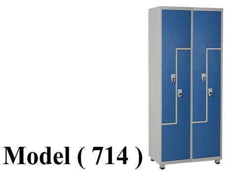 لوكرز C - ( مو 714 ) لوكر 2 عمود * 4 فرد ضلف حرف Z جسم رمادى ضلف ازرق (W=80,D=40,H=180CM)
