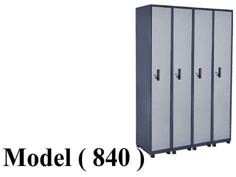 لوكرز C - ( مو 840 ) لوكر 4 عمود * 4 فرد جسم رمادى ضلف فضى (W=120,D=40,H=180CM)