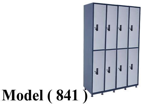 لوكرز C - ( مو 841 ) لوكر 4 عمود * 8 فرد جسم رمادى ضلف فضى (W=120,D=40,H=180CM)