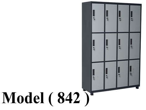 لوكرز C - ( مو 842 ) لوكر 4 عمود * 12 فرد جسم رمادى ضلف فضى (W=120,D=40,H=180CM)