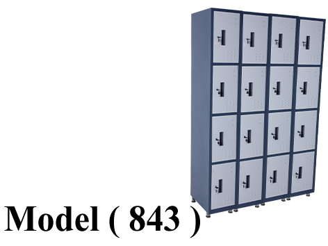 لوكرز C - ( مو 843 ) لوكر 4 عمود * 16 فرد جسم رمادى ضلف فضى (W=120,D=40,H=180CM)