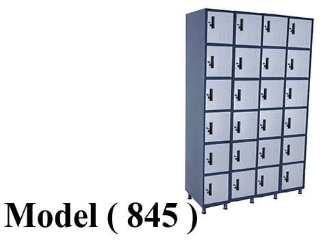 لوكرز C - ( مو 845 ) لوكر 4 عمود * 24 فرد جسم رمادى ضلف فضى (W=120,D=40,H=180CM)