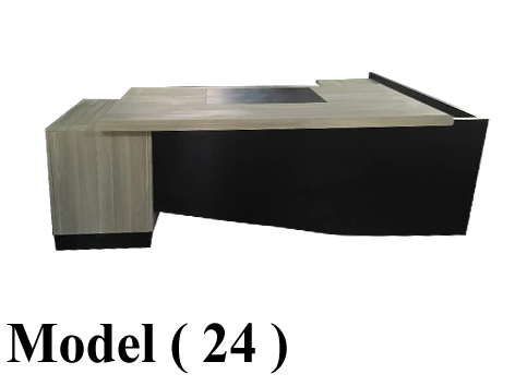 مكاتب خشبية C (مو 24) مكتب مودرن ميلامين ثابت علي سايد ووحدة ادراج 3 درج ( جوز فاتح K777-) (W=220,D=80,H=75CM)
