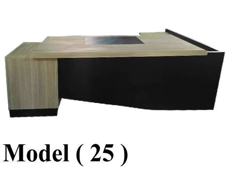 مكاتب خشبيه (NO) D (مو 25) # مكتب مودرن PVC ثابت على سايد ووحدة ادراج 3 درج بلوط (W=220,D=80,H=75CM)