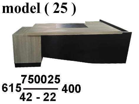 مكاتب خشبيه (NO) D (مو 25) # مكتب مودرن PVC  ثابت على سايد ووحدة ادراج 3 درج جوز (W=220,D=80,H=75CM)
