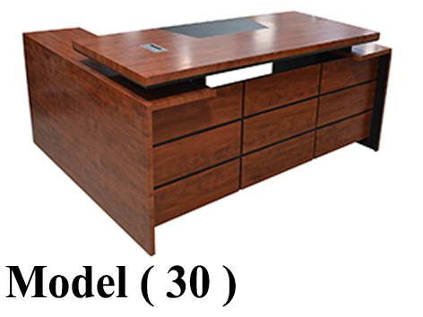 مكاتب خشبية DـNO (مو 30) # مكتب PVC ليبر ثابت على سايد + وحدة 1 ضلفة جوز (W=180,D=80,H=75CM)