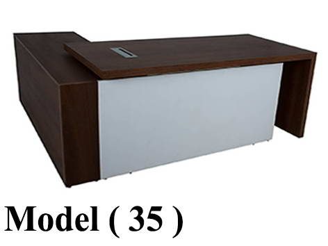 مكاتب خشبية C (مو 35) مكتب ثابت على سايد 3 درج + 2 ضلفة صدر سادة (سمك 5 سم) (كود 112) بنى (W=180,D=80,H=75CM)