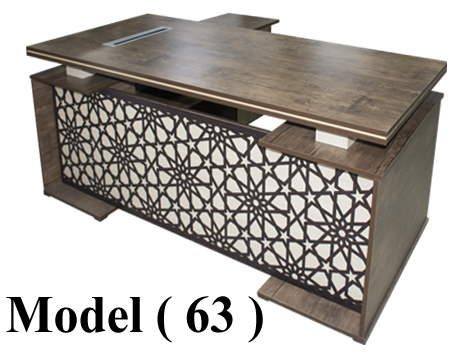مكاتب خشبية (NO) D (مو 63) # مكتب كومباكت ارابيسك ثابت على سايد و وحدة ادراج (بنى 2510) (W=220,D=80,H=75CM)