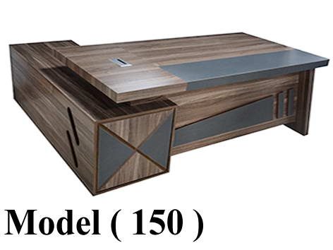 مكاتب خشبية (NO) F (مو 150) #<> مكتب مدير برستيج ثابت على سايد رمادى كتان(W=180,C=90,H=80 BM)