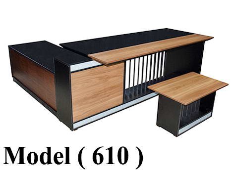 مكاتب خشبية C (مو 610) # مكتب مدير فاخر مانشيستر ثابت على سايد مجرى سوفت كلوز شامل ترابيزة ضيافة بنى * اسود (W=220,D=90,H=80CM)