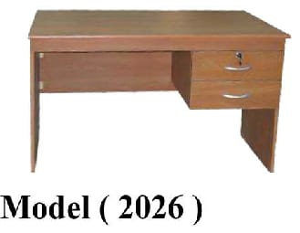 مكاتب خشبية NO F (مو 2026) <> مكتب 2 درج معلق (جوز فاتح K777) (W=100,D=50,H=75CM)