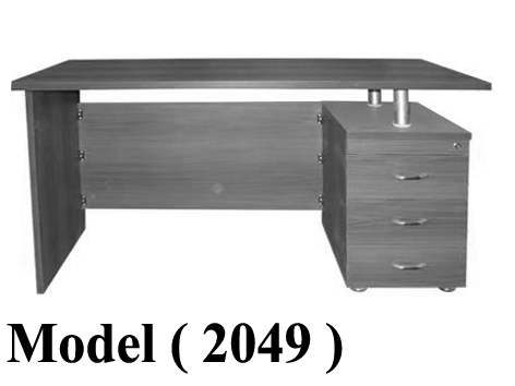 مكاتب زجاجيه C (مو 2049) مكتب 2 ماسورة 3 درج (جوز فاتح 201) (W=160,D=75,H=75CM)