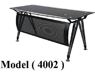 مكاتب زجاجية C (مو 4002) مكتب ريو كيرف زجاج سيكوريت 10مم ابيض (W=140,D=75,H=75CM)