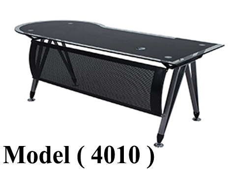 مكاتب زجاجية C (مو 4010) مكتب دوران جانبى زجاج سيكوريت 10مم اسود (W=180,D=75,H=75CM)
