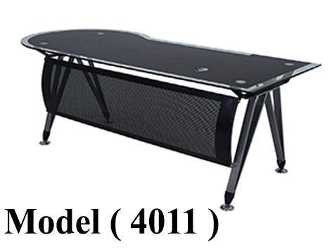 مكاتب زجاجية C (مو 4011) مكتب دوران جانبى زجاج سيكوريت 10مم اسود (W=200,D=75,H=75CM)