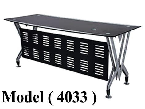 مكاتب زجاجية C (مو 4033) مكتب سبايدر كيرف زجاج سيكوريت 10مم اسود (W=180,D=75,H=75CM)