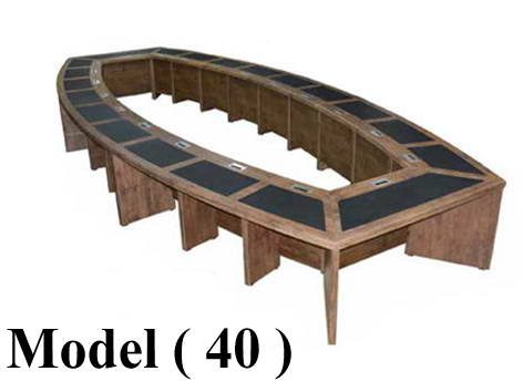 ** ترابيزات اجتماعات خشبية C (مو 40) # ترابيزة اجتماعات شرائح مفرغ PVC انتيك (W=700,D=300,H=80CM)