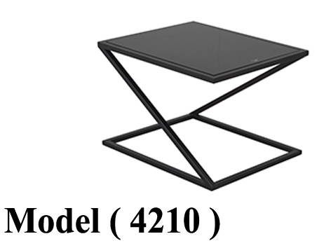 ترابيزات ضيافة معدنية C (مو 4210) ترابيزة ضيافة شاسية معدن اسود قرصة زجاج سيكوريت (W=55,D=55,H=45CM)