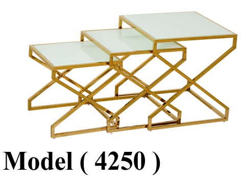 ترابيزات ضيافة C ( مو 4250 ) مجموعة 3 ترابيزات مربعة ذهبى  بالزجاج ( كود 109 )(W=45,D=45,H=45CM),(W=40,D=40,H=40CM),(W=35,D=35,H=35CM)