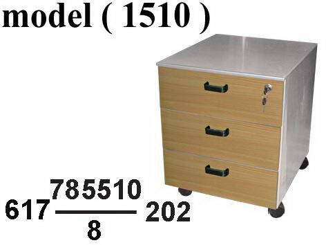 وحدات ادراج معدنية C (مو 1510) وحدة ادراج 3 درج جسم معدن رمادى وجه خشب شيرى كالون مركزى(W=43,D=47,H=55CM)