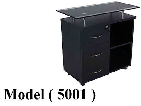 سايدات زجاجية D (مو 5001) # سايد مكتب 3 درج خشب + رف + قرصة زجاج سيكوريت 10 مم (اسود) (W=80,D=40,H=75CM)