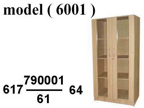 مكتبات خشبية C (مو 6001) مكتبة فايلات رأسية 2 ضلفة زجاج جوز فاتح (201) (W=80,D=40,H=170CM)