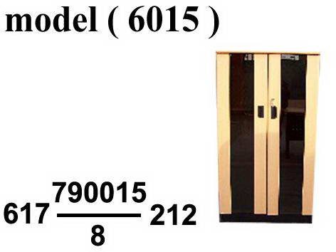 ** مكتبات خشبية NO D (مو 6015 ) # مكتبة فايلات راسية 2 ضلفة زجاج رمادى (105)(W=80,D=40,H=170CM)