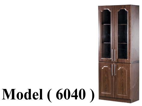 ** مكتبات خشبية C (مو 6040)# مكتبة 2 ضلفة خشب PVCـ 2 ضلفة زجاج بلوط (W=80,D=40,H=200CM)